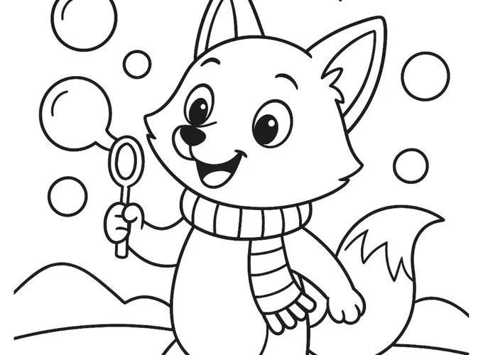 Sample page: Fox blowing bubbles